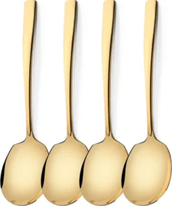 House Of Husk® Opscheplepel Set - Goud - Serveerlepel - Groetelepel - Aardappellepel - 21cm - RVS - 4 Stuks