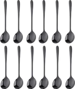 House Of Husk® Koffielepel Set - Theelepel - Koffielepeltjes - Espresso Lepeltjes - RVS - 12cm - 12 Stuks - Zwart