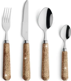 Amefa Mono Glitter Goud - 24 Delige Bestekset In Tube Verpakking - 6 Persoons