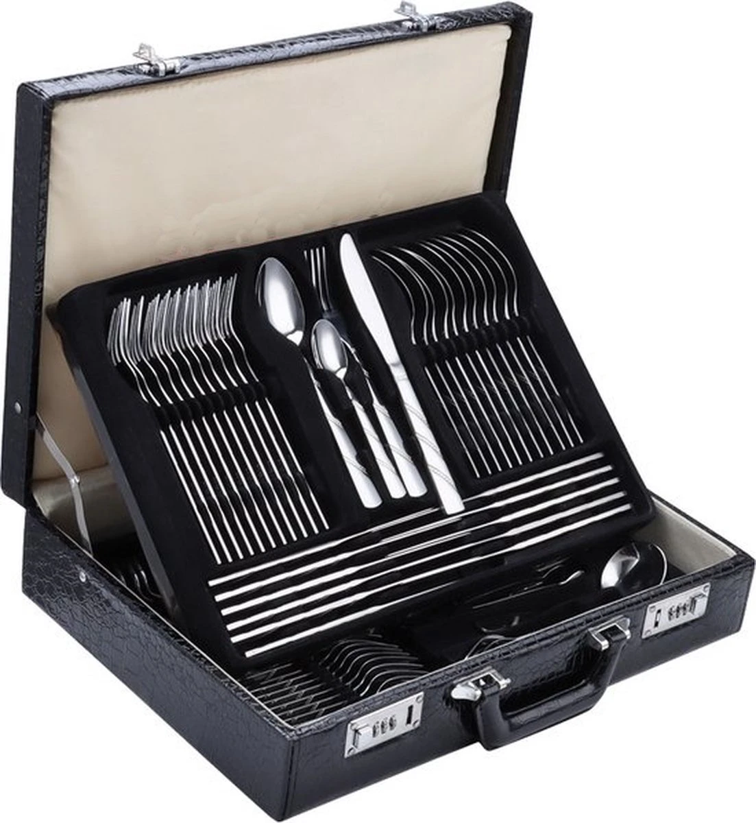 Swiss Home | Bestekset - 12 Persoons - 72-delig - Luxe Opbergkoffer - 18/10 | Limited Edition Set + Luxe Koffer 1 Swiss Home | Bestekset - 12 Persoons - 72-delig - Luxe Opbergkoffer - 18/10 | Limited Edition Set + Luxe Koffer