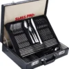 Swiss Pro+ Bestekset In Koffer-72 Delig-12 Persoons-Zwitsers Kwaliteit-Complete Set-100% Roestvrijstaal-Modern Gold