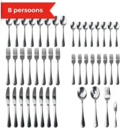 Dymund® 8 Persoons Bestekset - (45-delig) Bestek - Incl. Serveerlepel/Suikerlepel/Serveervork/Botermes - RVS - Zilver