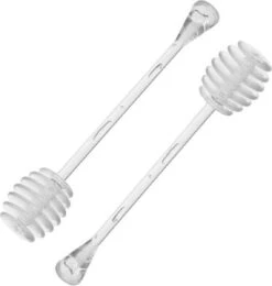 Merkloos 2x Honing Lepels Van Kunststof 17 Cm - Keukenbenodigdheden - Honinglepel/honingdipper - Lepel Voor Honing