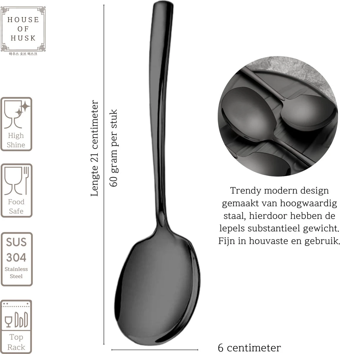 House Of Husk® Opscheplepel Set - Zwart - Serveerlepel - Groetelepel - Aardappellepel - 21cm - RVS - 4 Stuks 2 House Of Husk® Opscheplepel Set - Zwart - Serveerlepel - Groetelepel - Aardappellepel - 21cm - RVS - 4 Stuks - Afbeelding 2
