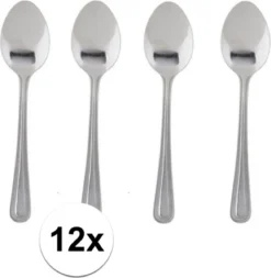 Merkloos 12x Stuks Sierlijke Grote Dessertlepeltjes - Bestek - 15 Cm Van RVS