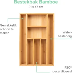 Coninx Bestekbak Bamboe 31CM Breed - Besteklade - Opbergbak - Duurzaam - Voor Laden Vanaf 47cm Diep -Sola Winkel 1185x1200 4