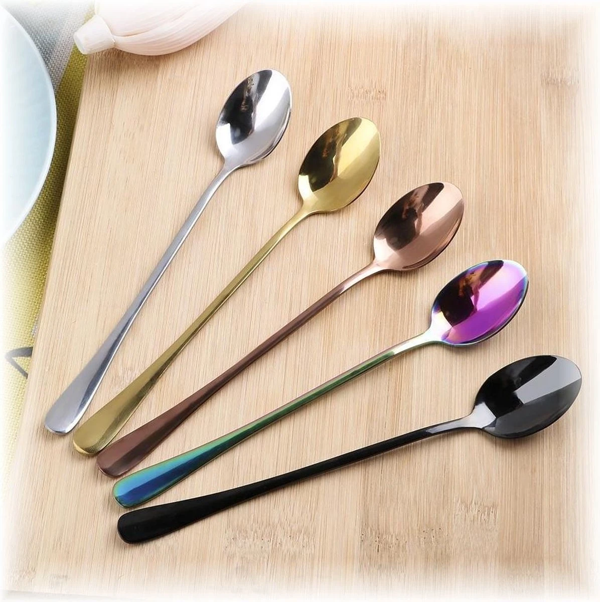 Fako Bijoux® - 6 Lange Lepels - Latte Macchiato - Longdrink - Cocktail - Dessert - IJs - Koffie - Goud - 6 Stuks - Bewaarzakje 3 Fako Bijoux® - 6 Lange Lepels - Latte Macchiato - Longdrink - Cocktail - Dessert - IJs - Koffie - Goud - 6 Stuks - Bewaarzakje - Afbeelding 3