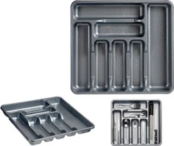 Kunststof Bestekbak/bestekhouder 7-vaks Grijs 42 X 39 Cm - Keukenlade/besteklade Inzetbakken -Sola Winkel 1200x1008 1