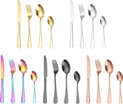 Merkloos Melili Bestekset-Bestek Set 24-delig-6 Persoons Bestekset-tafelmes-tafelvork-soeplepel-dessertlepel-roestvrijstalen Bestekset-multi Kleur -Sola Winkel 1200x1014