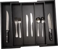 Merkloos Decopatent® Uitschuifbaar Bestekbak - Besteklade - 3 Vaks -> Uitschuifbaar Naar 5 Vakken - Bestekbakken Organizer - Bamboe - Zwart 15 Merkloos Decopatent® Uitschuifbaar Bestekbak - Besteklade - 3 Vaks -> Uitschuifbaar Naar 5 Vakken - Bestekbakken Organizer - Bamboe - Zwart -Sola Winkel 1200x1018