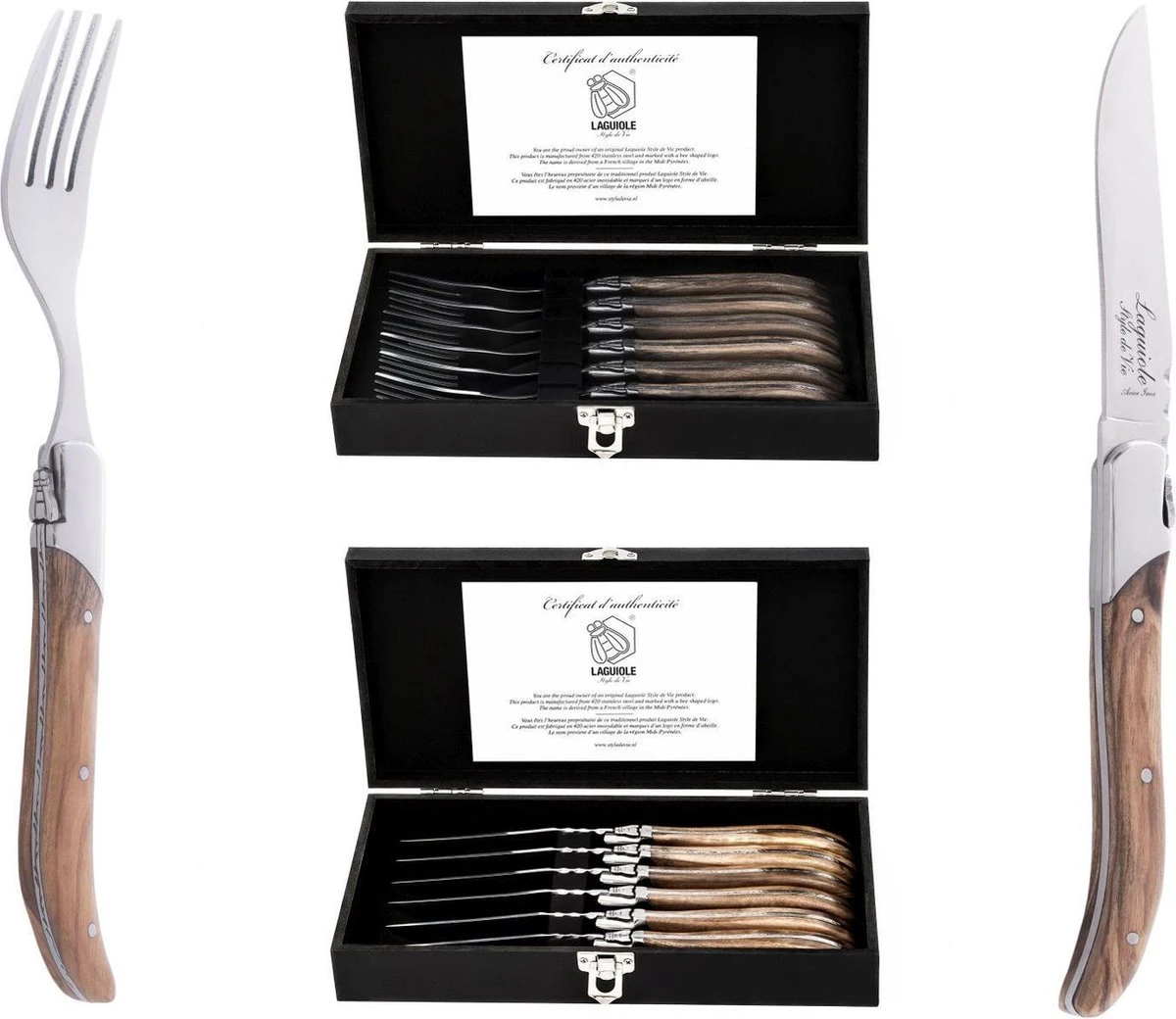Laguiole Style De Vie Vorken Luxury Line - 6-delig - Olijfhout 11 Laguiole Style De Vie Vorken Luxury Line - 6-delig - Olijfhout - Afbeelding 11