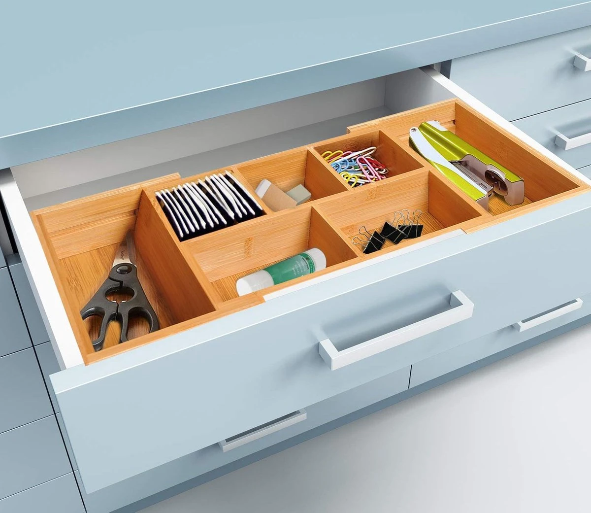 Verstelbare Lade Organizer - Voor Bestek/Keuken/Bureau/Make-Up/Accessoires – Uitschuifbare Lade Inzet Verdeler - Opbergbak Doos - Verstelbaar In 5 Of 7 Compartimenten - Duurzaam Bamboe Hout 1 Verstelbare Lade Organizer - Voor Bestek/Keuken/Bureau/Make-Up/Accessoires – Uitschuifbare Lade Inzet Verdeler - Opbergbak Doos - Verstelbaar In 5 Of 7 Compartimenten - Duurzaam Bamboe Hout