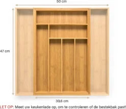 Budu Uitschuifbare Bamboe Bestekbak #47 (47 Cm Diep) - Bestekcassette Hout - Besteklade - 47 X 30,6 - 50 Cm - 6/8 Vakken 14 Budu Uitschuifbare Bamboe Bestekbak #47 (47 Cm Diep) - Bestekcassette Hout - Besteklade - 47 X 30,6 - 50 Cm - 6/8 Vakken -Sola Winkel 1200x1041