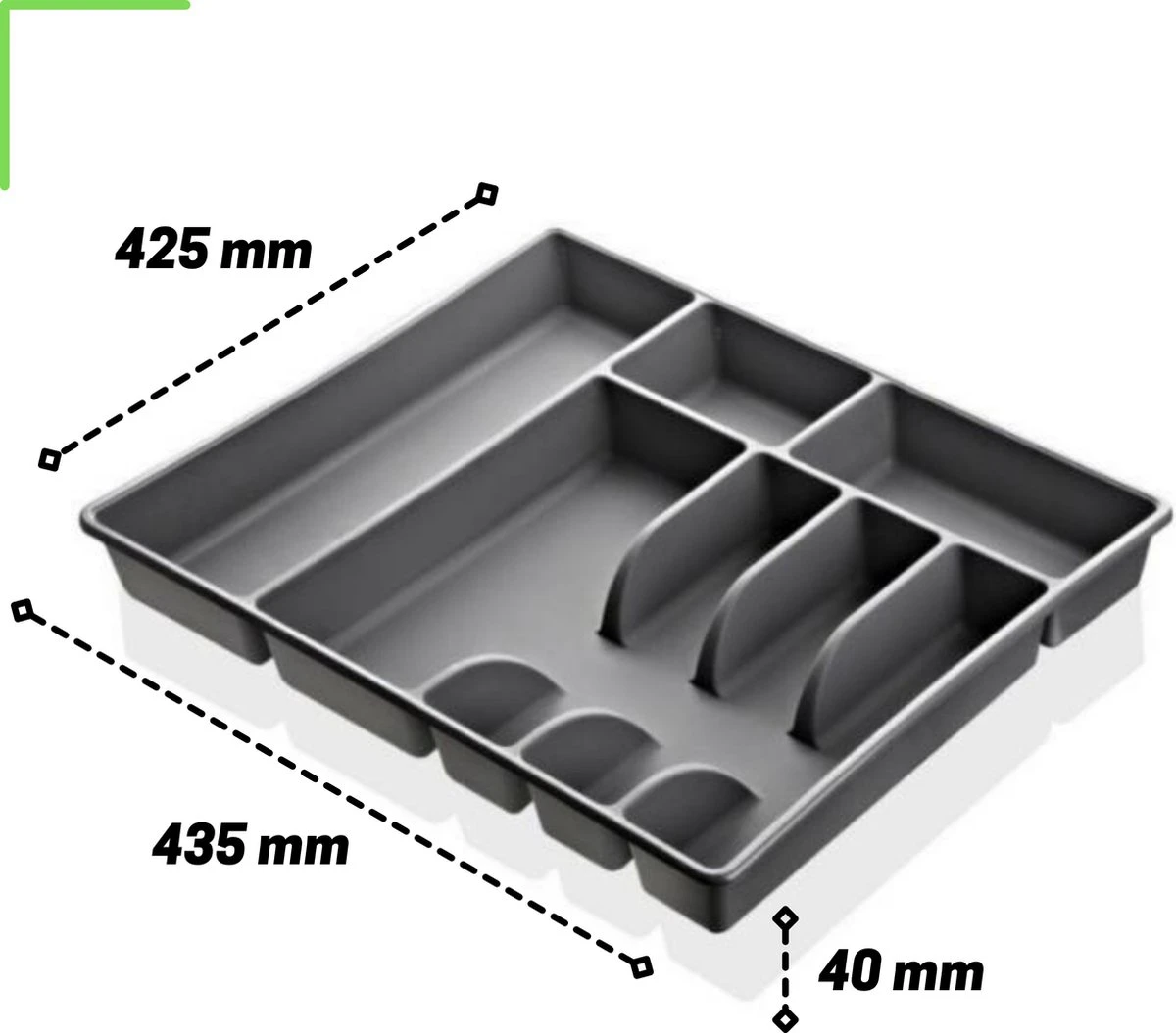 Emhouse XL Bestekcassette Bestekbak Kunststof Besteklade Bestekbak 43,5x42,5x4 Cm Wit 3 Emhouse XL Bestekcassette Bestekbak Kunststof Besteklade Bestekbak 43,5x42,5x4 Cm Wit - Afbeelding 3