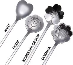 Fako Bijoux® - 4 Lange Lepels Bloem Motief - Latte Macchiato - Longdrink - Cocktail - Dessert - IJs - Koffie - Goud - 4 Stuks - Bewaarzakje -Sola Winkel 1200x1063