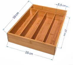 Merkloos Bamboehouten Bestekbak - 5 Compartimenten - 25 X 35 X 6 Cm. - Organizer - 5 Vaks -Sola Winkel 1200x1068 1