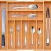 Merkloos Decopatent® Uitschuifbaar Bestekbak - Besteklade - 7 Vaks -> Uitschuifbaar Naar 9 Vakken - Bestekbakken Organizer - Bamboe - Hout