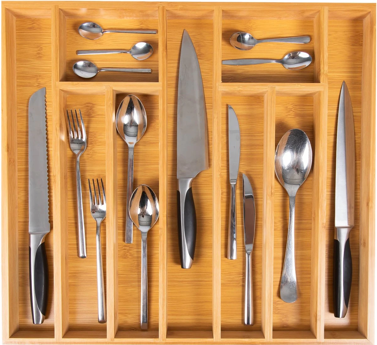 Grote Bestekbak Bamboe 51x47cm | Besteklade Van Coninx | Bestekhouder | Opbergbak | Duurzaam | Voor Laden Van 47cm Diep 4 Grote Bestekbak Bamboe 51x47cm | Besteklade Van Coninx | Bestekhouder | Opbergbak | Duurzaam | Voor Laden Van 47cm Diep - Afbeelding 4