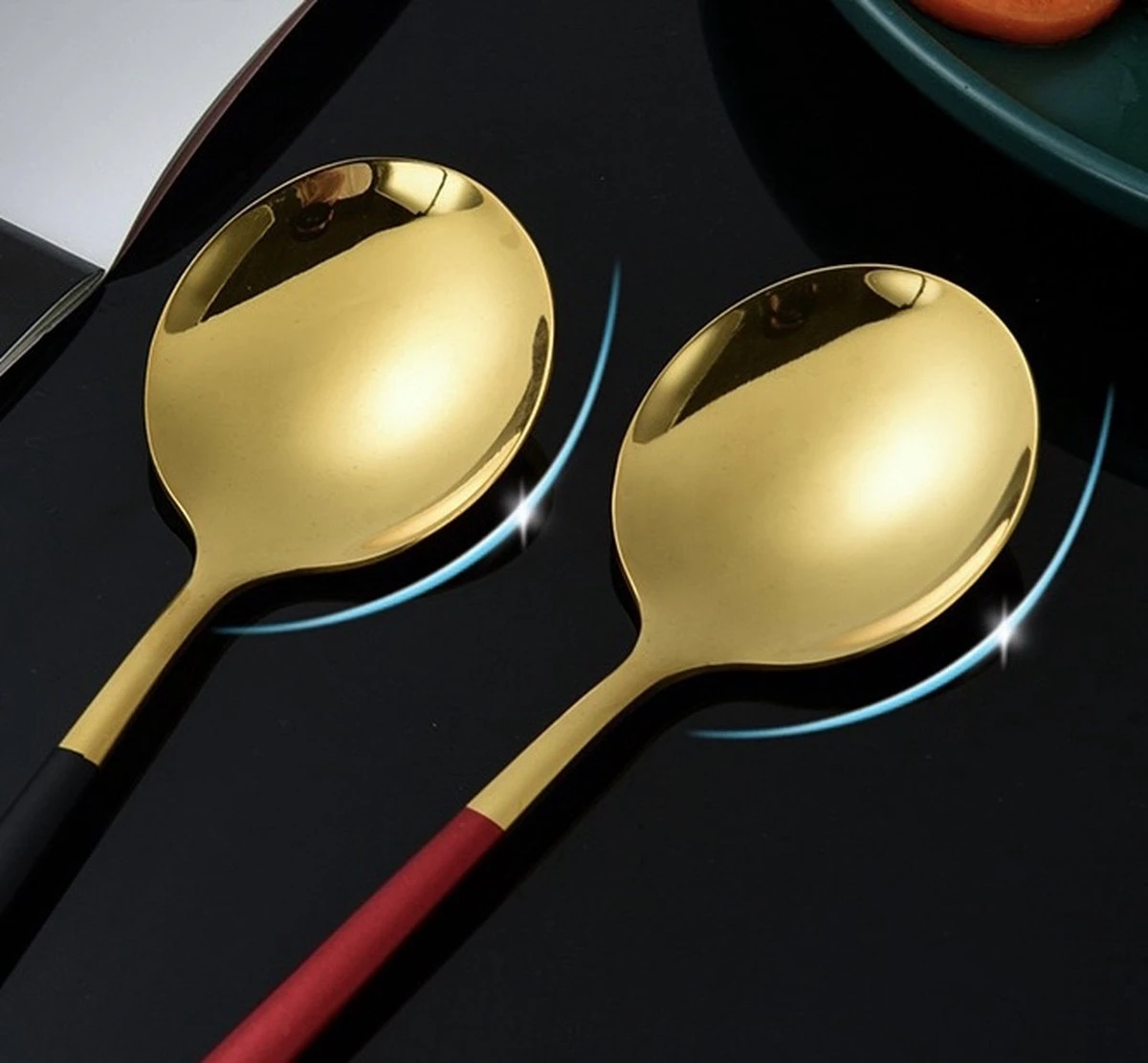 Merkloos Bestekset - 24 Delig Bestekset - 6 Personen - Rood/Goud - Tafellepels/Tafelmessen/Tafelvorken/Koffielepels - Roestvrij Staal 6 Merkloos Bestekset - 24 Delig Bestekset - 6 Personen - Rood/Goud - Tafellepels/Tafelmessen/Tafelvorken/Koffielepels - Roestvrij Staal - Afbeelding 6