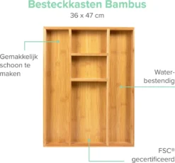 Coninx Bestekbak Bamboe 36CM Breed - Besteklade - Opbergbak - Duurzaam - Voor Laden Vanaf 47cm Diep -Sola Winkel 1200x1118 4