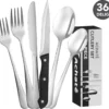 Achaté Bestekset 6 Persoons - 36-delig - RVS - Lepels, Messen, Vorken En Steakmessen - Hoogwaardige Kwaliteit - Vaatwasser Bestendig - Zilver
