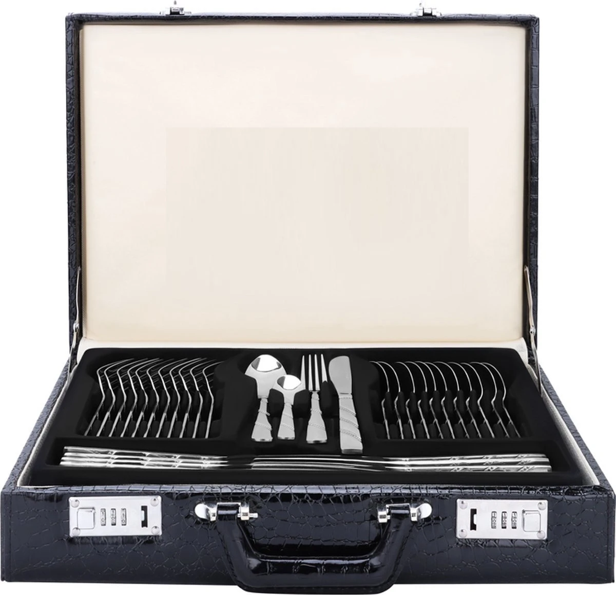 Swiss Home | Bestekset - 12 Persoons - 72-delig - Luxe Opbergkoffer - 18/10 | Limited Edition Set + Luxe Koffer 2 Swiss Home | Bestekset - 12 Persoons - 72-delig - Luxe Opbergkoffer - 18/10 | Limited Edition Set + Luxe Koffer - Afbeelding 2