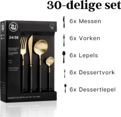 LuZana - Bestek Set Goud - 30-delig - Bestekset 6 Persoons - Goud/zwart - Bestek - Borden - Bestekset Zwart -Sola Winkel 1200x1161 1