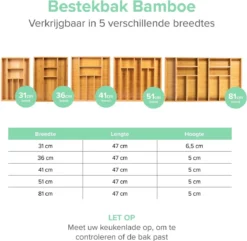 Coninx Bestekbak Bamboe 36CM Breed - Besteklade - Opbergbak - Duurzaam - Voor Laden Vanaf 47cm Diep -Sola Winkel 1200x1171 5