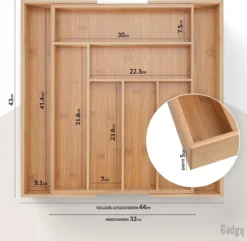 Gadgy Uitschuifbare Bestekbak - Uitschuifbare Bestekcassette Hout - Besteklade - Ladeverdeler - 6/8 Vakken - Bamboe -Sola Winkel 1200x1173 4