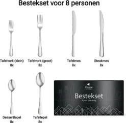 Perow 8 Persoons Bestekset - 48 Delig - 18/10 Edelstaal - Lepels, Messen, Vorken & Steakmessen - Vaatwasser Bestendig - Zilver 15 Perow 8 Persoons Bestekset - 48 Delig - 18/10 Edelstaal - Lepels, Messen, Vorken & Steakmessen - Vaatwasser Bestendig - Zilver -Sola Winkel 1200x1177