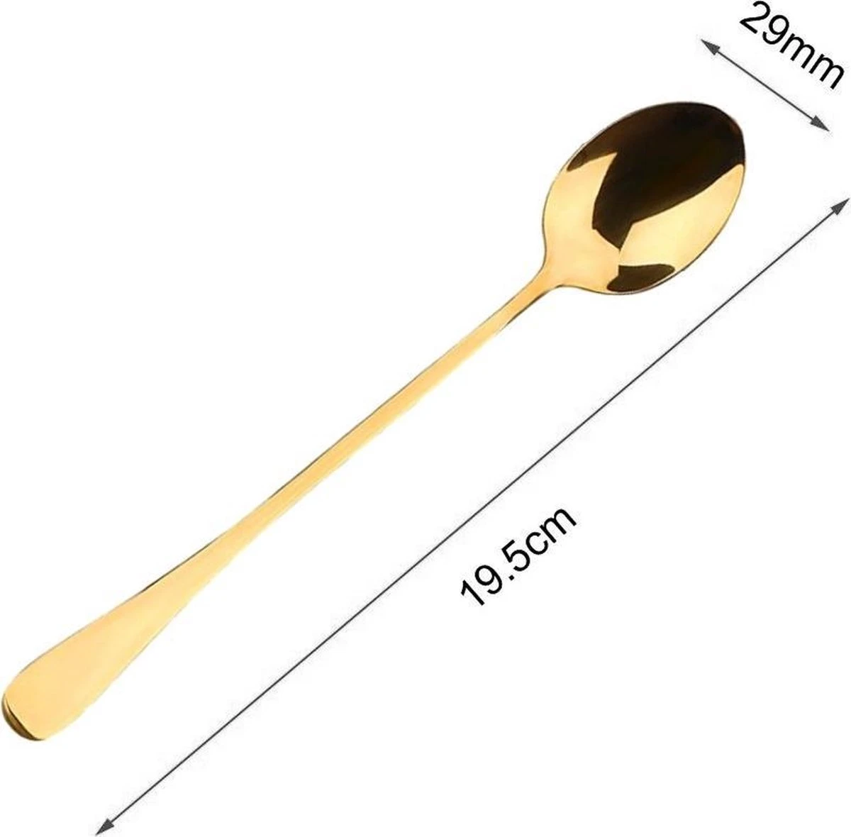 Fako Bijoux® - 6 Lange Lepels - Latte Macchiato - Longdrink - Cocktail - Dessert - IJs - Koffie - Goud - 6 Stuks - Bewaarzakje 2 Fako Bijoux® - 6 Lange Lepels - Latte Macchiato - Longdrink - Cocktail - Dessert - IJs - Koffie - Goud - 6 Stuks - Bewaarzakje - Afbeelding 2