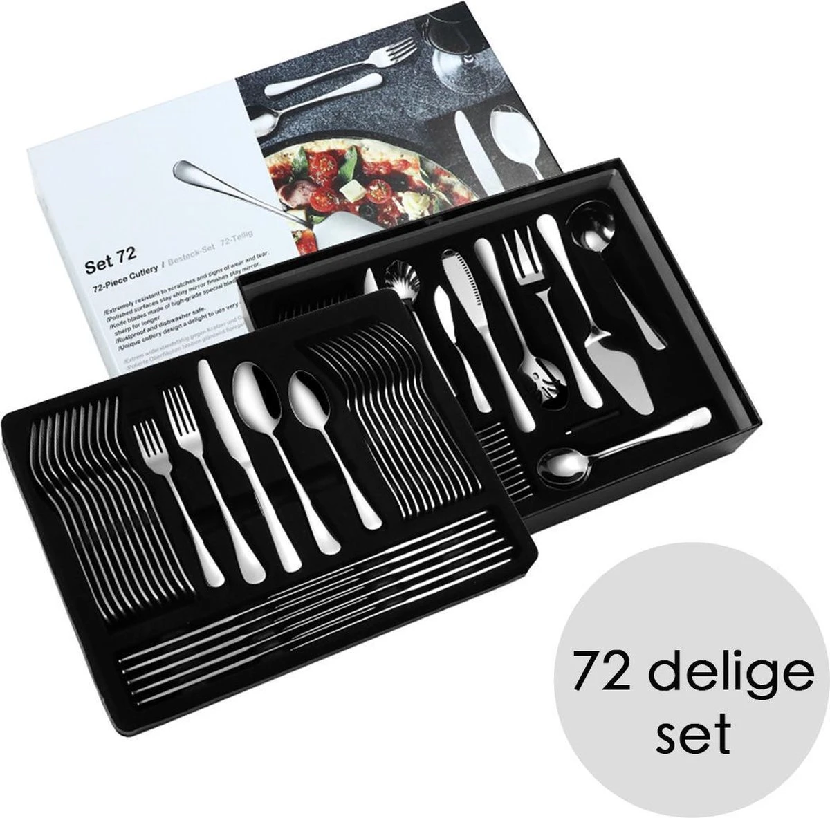 Bestekset Zilverkleurig - 72-delig - 12 Personen - Complete Set 3 Bestekset Zilverkleurig - 72-delig - 12 Personen - Complete Set - Afbeelding 3