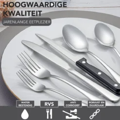 Achaté Bestekset 6 Persoons - 36-delig - RVS - Lepels, Messen, Vorken En Steakmessen - Hoogwaardige Kwaliteit - Vaatwasser Bestendig - Zilver -Sola Winkel 1200x1200 118