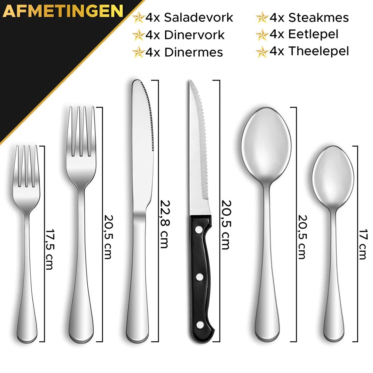 Toivo Kitchen Bestekset 4 Persoons - 24 Delig - Lepels Messen Vorken & Steakmessen - Vaatwasserbestendig - Zilver / RVS - Serviessets 2 Toivo Kitchen Bestekset 4 Persoons - 24 Delig - Lepels Messen Vorken & Steakmessen - Vaatwasserbestendig - Zilver / RVS - Serviessets - Afbeelding 2