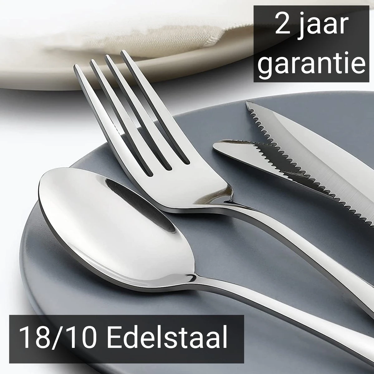 Perow 8 Persoons Bestekset - 48 Delig - 18/10 Edelstaal - Lepels, Messen, Vorken & Steakmessen - Vaatwasser Bestendig - Zilver 2 Perow 8 Persoons Bestekset - 48 Delig - 18/10 Edelstaal - Lepels, Messen, Vorken & Steakmessen - Vaatwasser Bestendig - Zilver - Afbeelding 2