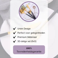 LuZana - Bestek Set Goud - 30-delig - Bestekset 6 Persoons - Goud/zwart - Bestek - Borden - Bestekset Zwart -Sola Winkel 1200x1200 176