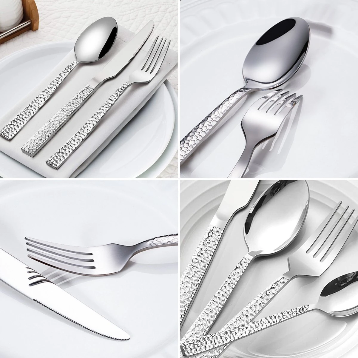 Deleca 6 Persoons Bestekset Deluxe (30-delig) - Vorken, Lepels En Messen - Vaatwasserbestendig - Gehamerd - Zilver / RVS 6 Deleca 6 Persoons Bestekset Deluxe (30-delig) - Vorken, Lepels En Messen - Vaatwasserbestendig - Gehamerd - Zilver / RVS - Afbeelding 6