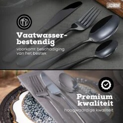 LaCardia Bestekset Glans Zwart – 24-delig Bestek – 6 Persoons – Bestek Zwart Voor 6 Personen -Sola Winkel 1200x1200 3