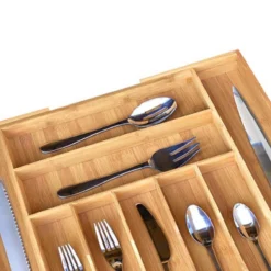 Merkloos Decopatent® Uitschuifbaar Bestekbak - Besteklade - 7 Vaks -> Uitschuifbaar Naar 9 Vakken - Bestekbakken Organizer - Bamboe - Hout -Sola Winkel 1200x1200 422