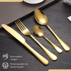 SensaHome - 20-Delige Bestek Set - Inclusief Mes/Vork/Lepel - 4 Personen - Goud 28 SensaHome - 20-Delige Bestek Set - Inclusief Mes/Vork/Lepel - 4 Personen - Goud -Sola Winkel 1200x1200 45