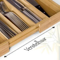 AWEMOZ Bestekbak – Bamboe Besteklade Uitschuifbaar – 5/7 Vakken - Bestekcassette - Bestekhouder Hout - Lade Organizer - Bestek Opbergen - 45 Cm Lang X 30-43 Cm Breed X 4 Cm Hoog -Sola Winkel 1200x1200 462