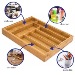 ACAZA Uitschuifbare Bestekbak In Bamboe Hout, Besteklade Met 7 Tot 9 Vakken, Ladeverdeler, Opbergbak, Bestekcassette, Verstelbaar -Sola Winkel 1200x1200 480