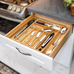 ACAZA Uitschuifbare Bestekbak In Bamboe Hout, Besteklade Met 7 Tot 9 Vakken, Ladeverdeler, Opbergbak, Bestekcassette, Verstelbaar -Sola Winkel 1200x1200 481