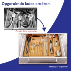 ACAZA Uitschuifbare Bestekbak In Bamboe Hout, Besteklade Met 7 Tot 9 Vakken, Ladeverdeler, Opbergbak, Bestekcassette, Verstelbaar -Sola Winkel 1200x1200 484