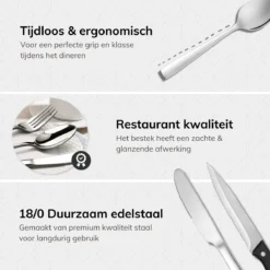 Deleca 12 Persoons Bestekset (72-delig) - Lepels, Messen, Vorken & Steakmessen - Vaatwasserbestendig - Zilver / RVS -Sola Winkel 1200x1200 77