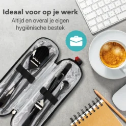 Damster Reisbestek - Verbeterde Versie - Meeneem Bestek Rvs - Reis Bestekset To Go - Incl. Herbruikbare Rietjes - Eenpersoons - Achtdelig - Zwart -Sola Winkel 1200x1200 83