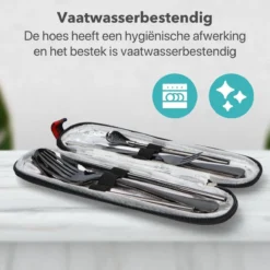 Damster Reisbestek - Verbeterde Versie - Meeneem Bestek Rvs - Reis Bestekset To Go - Incl. Herbruikbare Rietjes - Eenpersoons - Achtdelig - Zwart -Sola Winkel 1200x1200 84