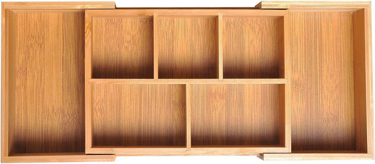 Verstelbare Lade Organizer - Voor Bestek/Keuken/Bureau/Make-Up/Accessoires – Uitschuifbare Lade Inzet Verdeler - Opbergbak Doos - Verstelbaar In 5 Of 7 Compartimenten - Duurzaam Bamboe Hout 2 Verstelbare Lade Organizer - Voor Bestek/Keuken/Bureau/Make-Up/Accessoires – Uitschuifbare Lade Inzet Verdeler - Opbergbak Doos - Verstelbaar In 5 Of 7 Compartimenten - Duurzaam Bamboe Hout - Afbeelding 2