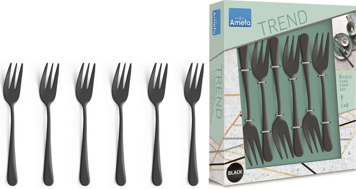 Amefa Taartvorkjes - 6 Stuks - Zwart 5 Amefa Taartvorkjes - 6 Stuks - Zwart - Afbeelding 5
