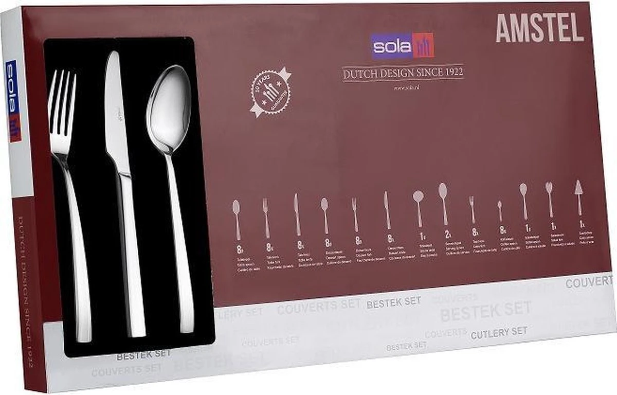 Sola Bestekset Amstel - Economy - 8 Persoons - 70 Delig - Zilver Chroomstaal 18/0 - RVS 3 Sola Bestekset Amstel - Economy - 8 Persoons - 70 Delig - Zilver Chroomstaal 18/0 - RVS - Afbeelding 3